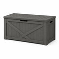 Coffre de rangement extérieur en plastique imitation bois anthracite, 120 x 60 x 63 cm