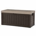 Coffre de rangement extérieur en résine 120 x 56 x 63 cm Marron foncé et Taupe avec couvercle