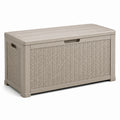 Coffre de rangement extérieur en résine effet tressé beige, 120 x 60 x 60 cm