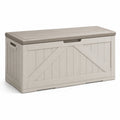 Coffre de rangement extérieur en résine effet bois Beige/Gris, 120 x 58 x 63 cm