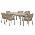 Ensemble repas extérieur beige et taupe avec table 150 x 90 x 75 cm et 6 fauteuils 58 x 62 x 78 cm