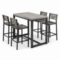 Ensemble table haute 120 x 70 x 105 cm avec 4 tabourets Noir/Gris