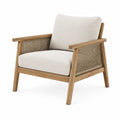 Fauteuil en bois et fibres tressées beige et marron clair, 76 x 82 x 84 cm