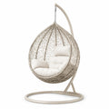 Fauteuil suspendu cocon beige et écru 105 x 95 x 195 cm en métal et résine tressée