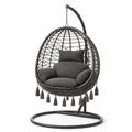 Fauteuil suspendu bohème gris anthracite avec support en métal, 105 x 105 x 195 cm