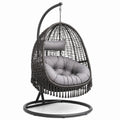 Fauteuil suspendu avec support 105 x 105 x 195 cm en acier et résine tressée Gris anthracite/Gris