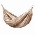Hamac suspendu en coton rayé beige et marron, 300 x 150 cm